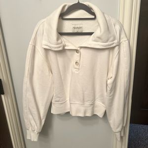 Crop half button fleece